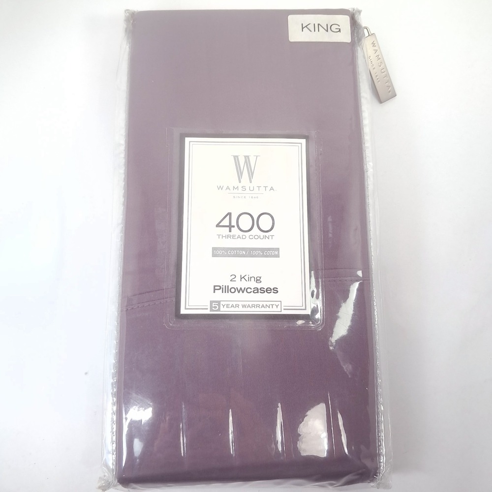 NEW Wamsutta Sateen 2 KING Pillowcases dark Purple 100% Cotton 400 Thread Count
